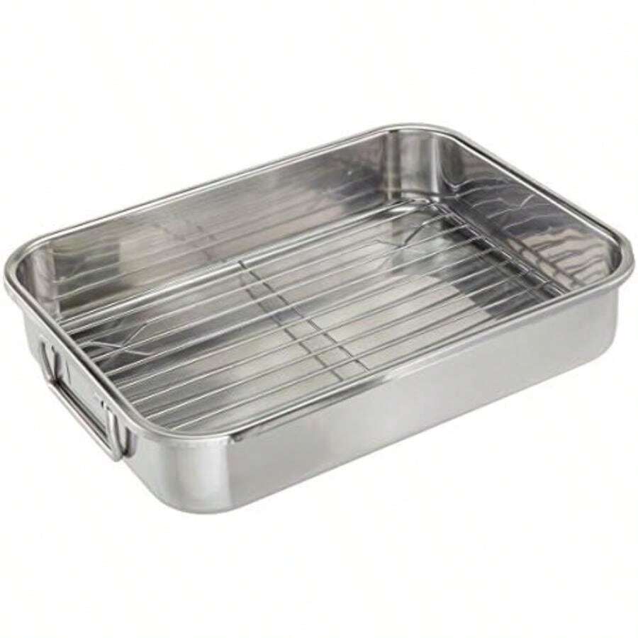 ExcelSteel 591 Roasting Pan, Stainless(12.5") - Multicolor - Ver 1