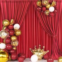 5ft X 7ft/8ft/10ft Wrinkle-Free Polyester Photography Backdrop Cloth, Suitable For Party, Wedding, Birthday Occasions - Red - View 4