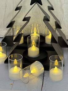 6/12/24pcs Flameless Candle Lights With Timer/Remote Control, LED Tea Lights, Battery Powered, Timed Flameless Votive Candles, Suitable For Home, Wedding, Party, Halloween, Christmas, Dining Table, Holiday Centerpiece Decor - 白色 - 查看 10