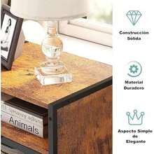 THAT S SHOCK Buros para Recamara Minimalista Mesa De Noche con 2 Armarios y 1 Estante Mesita De Noche Mesa Auxiliar Industriales Marrón Retro para Sala De Estar/Recamara/Esquina/Oficina 40x30x65CM(default) - Multicolor - Ver 6