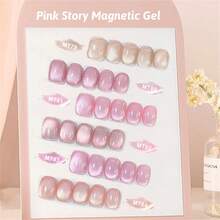 Mtssii 6瓶7毫升粉色故事水光猫磁性凝胶指甲油套装香槟裸粉色半永久可卸UV凝胶水晶指甲油美甲美甲用品 - 彩色 - 查看 8