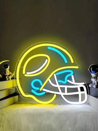 1pc Neon Light Baseball Helmet Decor Lamp, Colorful Sports Style Lighting For Room, Bedroom, Game Room, Man Cave, Sports Club, Suitable As Holiday Or Birthday Gift