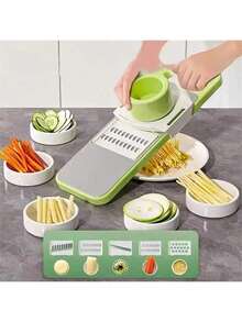 7pcs Multi-Function Vegetable Slicer And Grater Set, Interchangeable Stainless Steel Blades, Manual Stainless Steel Kitchen Slicer And Shredder For Potatoes, Carrots, Cucumbers - Multicolor - View 4