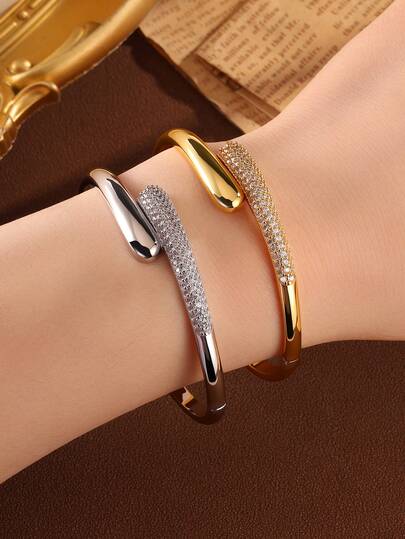rakol Vòng tay Rupert's Tear mạ vàng 18K, đính đá Cubic Zirconia siêu nhỏ thời trang tối giản