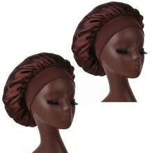 2 Piezas/1 Pieza Gorro de seda para dormir, gorros de satén, gorro de dormir de seda con banda elástica suave, envoltura de cabello de seda para cabello rizado