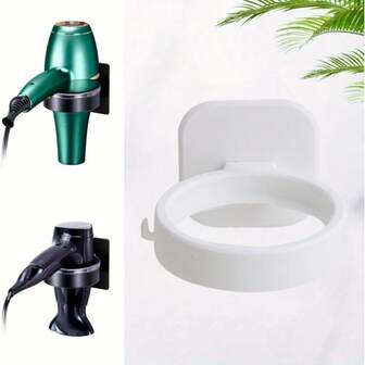 1 st. borrfri väggmonterad hårtorkshållare - Badrumsorganisatör med flera krokar, platsbesparande förvaring för kanttorkar och stylingverktyg, slät yta, hållbar struktur, väggmonterad hårtorkshållare, hårtorksväggfäste, hårtorkshållare vägg, hårtorksväggkrok, torktumlarhållare, hårtorkshållare för badrum, hårtorksställ, torktumlarhållare utan borrning, borrande hårtorksställ, badrumstillbehör, hårtorkshållare