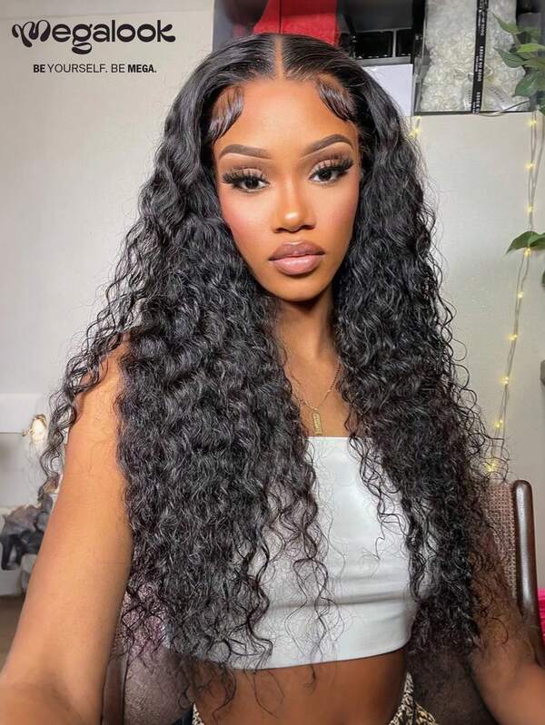 MEGALOOK 18-30 Inches 4x4 Lace Deep Wave 100% Human Hair - Pre-Plucked Transparent Lace Closure Natural Black Curly Wig, Beginner Friendly, Easy To Wear - Lightweight Cap, All-Day Comfort, Minimal Shedding, Suitable For Daily Wear, Can Be Worn For Office, Halloween, Parties, Y2K Style, Vacation, Outdoor Activities, Sunday Best Role Play, Campus, School Holidays, Christmas, Back To School, Weddings, Festivals, Date Nights, And More To Create A Charming Look.