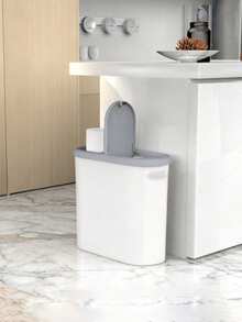 Cubo de basura para baño (1 unidad), de plástico pequeño y duradero con asa incorporada, fácil de limpiar, antioxidante, diseño compacto, ideal para espacios pequeños como baños, lavanderías y oficinas en casa. - bote de basura del baño - Ver 3