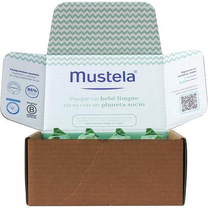 Mustela Pack 4 Toallitas Compostables, Limpia Cara, Manos, Area de Pañal, Deja la piel suave