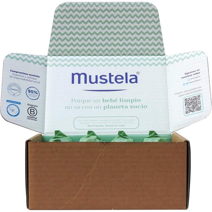 Mustela Pack 4 Toallitas Compostables, Limpia Cara, Manos, Area de Pañal, Deja la piel suave - 1 - Ver 1