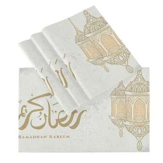 1pc/Set Ramadan Lantern Linen Placemat, 30*45cm Seasonal Kitchen Dining Table Decor, Home Decoration, For Party, Gathering, Family Meal