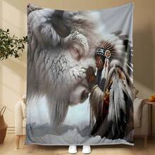 1pc Sunflower Animal Print Leopard Cowhide Retro Bohemian Teal Turquoise Flannel Throw Blanket 280GM,Lightweight Soft For Bed Couch Travel Office Camping, Thoughtful Gift For Men Women Family Friend Christmas Halloween Birthday,Suitable For All Seasons And Machine Washable - Style-4 - View 12