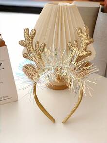 1pc Girls Christmas Headband, Sequin Reindeer Horn Hair Accessories, Cute Christmas Headpiece - Multicolor - View 5