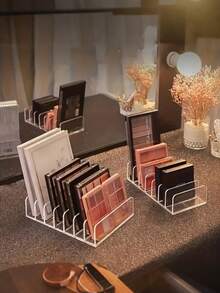 透明化妆品收纳盒，桌面化妆品收纳架 - 多功能化妆品收纳盒，带眼影盘、粉饼抽屉和腮红隔层，化妆品收纳架，化妆品整理盒（款式和颜色随机） - 彩色 - 查看 4