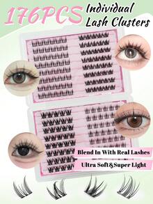 176PCS Ultra Large Capacity Mixed False Eyelash Extension Set With Eyelash Extension Adhesive Sealing Eyelash Tweezers Eyelash Brush False Eyelash Set Fluffy C-Roll Natural Curling Thick, Soft And Lightweight False Eyelashes Meet The Needs Of Various Occasions - Black - View 4