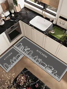 1pc Diatomite Kitchen Mat, Simple Pattern Cushioned Anti-Fatigue Kitchen Rug, Absorbent Quick-Dry Non-Slip Floor Mat For Kitchen, Bathroom, Entryway, Laundry Room - Multicolor - View 9