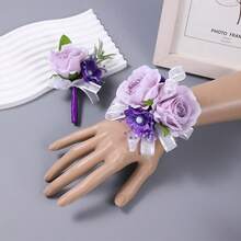 1/2 Stücke neue realistische westliche Stil Abschlussfeier Hochzeit Bräutigam Ansteckblume Brautjungfer Handgelenk Corsage Valentinstag Accessoires - Verschiedenfarbig - Übersicht 7
