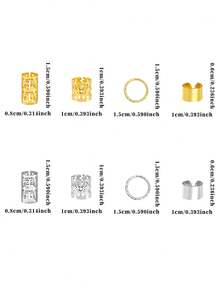 80个/套 复古镂空发圈，金属发夹，发卡，发绳，发饰，适用于编发，发爪，发夹，发卡，发卡夹，夏季，头部饰品，发卡，假日，旅行，节日，派对 - 金+銀 - 查看 10