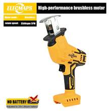 Cordless Reciprocating Saw For  20V Battery, Brushless Reciprocating Saw (Battery Not Included), Variable Speed 0-3500 Times/Minute, Tool-Free Blade Replacement, 4pcs Pack, Efficient Cutting Of Wood, Metal, PVC And Other Materials - Yellow - View 10