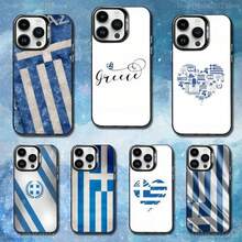Funda de Teléfono con Arte de la Bandera Griega para 17,11,12,13,16,14,15,Pro,MAX Cubierta Negra Mate a Prueba de Golpes - Z4 - Ver 3