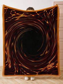 Cobertor de pelúcia macio e quente com padrão de redemoinho quadrado de 1 unidade, adequado para sala de estar, sofá, poltrona, quarto como cobertor, ótimo para viagens, acampamento ou como presente - Multicolorido - Ver 7