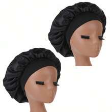 2 Piezas/1 Pieza Gorro de seda para dormir, gorros de satén, gorro de dormir de seda con banda elástica suave, envoltura de cabello de seda para cabello rizado