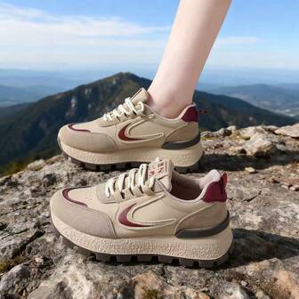 女士厚底防滑登山鞋，多功能户外运动鞋，适合徒步旅行和户外活动