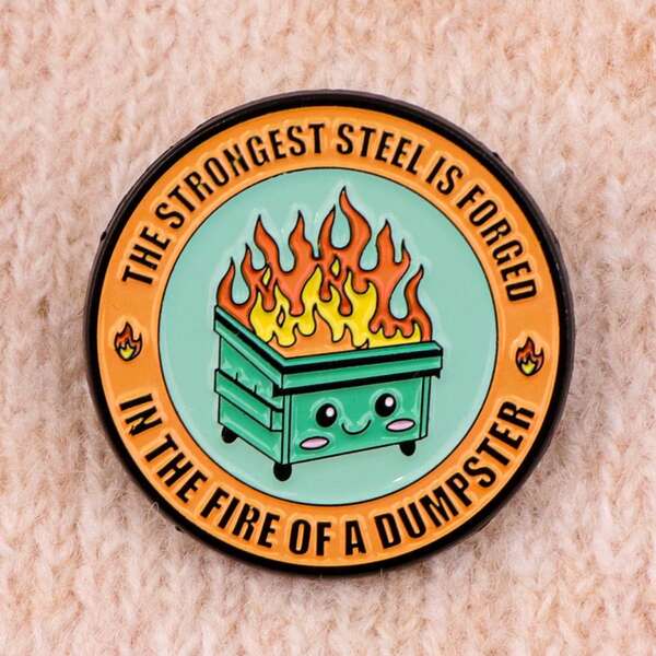 1pc Trash Can Quote Enamel Brooch - Unique Lapel Pin Badge For Backpacks And Clothes