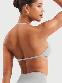 YEOREO SoftHue Impact Strappy Halter Bra For Sports Women Workout Padded Gym Yoga Bra Y2K - Cơm lông vũ - Xem 2