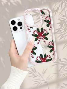 Funda navideña para phone Funda para phone 17 Pro Max con estampado de bastón de caramelo navideño (compatible con las series 11, 12, 13, 14, 15, 16 y 17) - Rosa - Ver 5