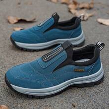 加大码男士户外防滑软底休闲运动鞋，套脚舒适不疲劳厚底运动鞋，轻便减震PVC鞋底，适合所有季节/旅行/徒步/日常穿着，厚底耐磨结构，透气步行鞋 - 藍色 - 查看 6