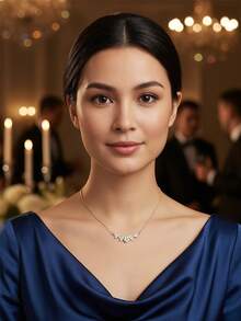 1件立方氧化锆花叶心形蛇形吊坠项链，黄金首饰，伴娘礼物，送给她的礼物