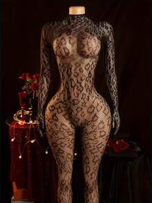 Đồ lót gợi cảm, Áo liền thân họa tiết da báo thanh lịch dành cho nữ, chất liệu nylon co giãn cao, thiết kế khoét đáy quần, kiểu tay dài, chỉ giặt tay, trang phục dự tiệc và dịp đặc biệt theo chủ đề động vật, hoặc trang phục hẹn hò. - Nhiều màu - Xem 8