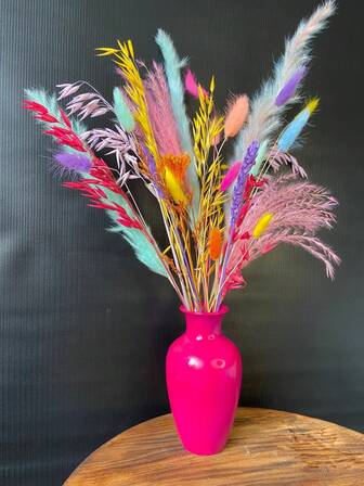 17.7 Inch/1 Bunch Bohemian Style Colorful Pampas Grass Bouquet, Pink Pampas Grass, Multicolored Dried Flowers, Vibrant Rainbow Flowers - Dried And Artificial Flowers, Suitable For Home, Bathroom, Wedding Decor, DIY Tabletop Arrangement Gifts, Birthday, Graduation, Valentine's Day, Holiday Decoration