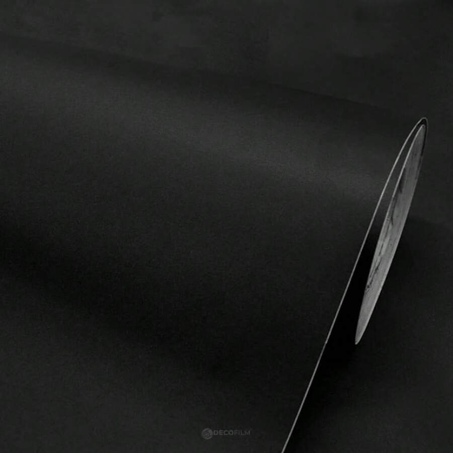 DECO PVC Vinil Adhesivo Tipo Madera, Colores solidos y Marmol, Papel Tapiz autoadherible, Papel de Contacto para Pared, Muebles, Cocina etc (1, Solido negro) - 1 - Ver 1