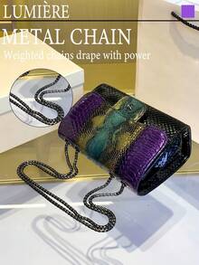 1pc Women's New Autumn/Winter Snake Skin Pattern Shoulder Bag, Gradient Color Crossbody Bag, Luxury Classic Handbag, Wallet Set - Multicolor - View 7