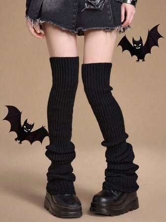 Knitted Vertical Striped Over-The-Knee Cozy Leg Warmers, Slouchy Knee-High Leg Warmers - Comfortable & Stylish, Ideal Choice For Back-To-School Season, Parties, Outdoor Sports, Halloween, Christmas And New Year