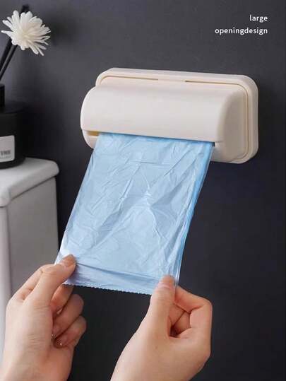 壁挂式垃圾袋分配器，无需钻孔，厨房浴室收纳架，塑料垃圾袋收纳盒，适用于长度不超过17厘米、直径不超过4.5厘米的垃圾袋卷。