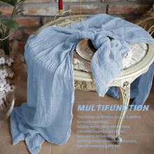 10 Pack Dusty Blue Cheesecloth Table Runner 17x108 Inch Boho Gauze Cheese Cloth Table Runners For Wedding Party Birthday Home Decor - Màu xanh bụi bặm - Xem 6