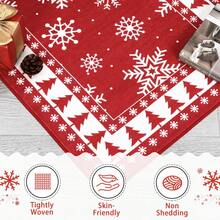 Hodeffior 120x120cm Festive Christmas Area Rug, Snowflake & Christmas Tree Design, Modern Soft Plush Washable Non-Slip Accent Rug For Holiday Cheer, Bathroom, Bedroom, Dining Room & Living Room - Red - 120x120cm (Round) - View 3