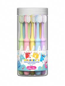 Set de 10 cepillos de dientes para niños con diseño de letras adorables, cerdas suaves, limpieza efectiva, promueven el desarrollo dental saludable, paquete familiar, excelente regalo para niños en Halloween y Navidad - Multicolor - Ver 7