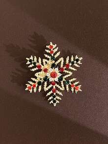 1 pieza Broche de Navidad con incrustaciones de cristal - Broche de metal esmaltado de aleación de zinc para fiestas navideñas, pasador metálico festivo, accesorio dulce y elegante, perfecto para accesorios de fiesta - Regalo elegante de Navidad, regalo del Día de San Valentín