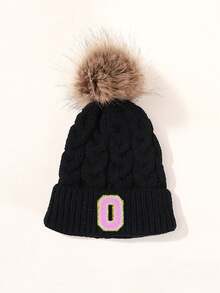 1顶黑色针织帽，带有0-9数字贴片，保暖滑雪帽，适合儿童男女，Y2K风格户外冬季毛线帽，多功能休闲保暖帽，适合角色扮演 - 黑色 - 查看 25