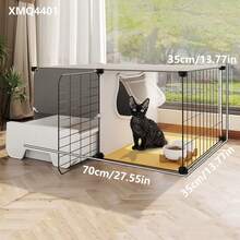 Indoor Cat Cage With Litter Box, Large Cat Villa With Free Space, Cat House - Multicolor - View 4