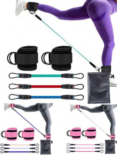 6pcs Ankle Resistance Bands, Wrist Resistance Bands, Suitable For Exercises, Glute Kickback Hip Fitness Workout Cables And Ankle Straps For Glute Exercises