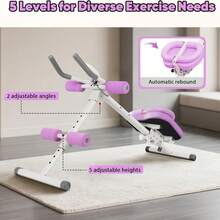 Ab Workout Equipment, Ab Machine For Home Gym, Multi-Functional Height Adjustable Ab Trainer, Foldable Fitness Equipment, Deep Squat And Glutes Trainer, Core Leg Push Up Machine, Sit Up Bench And Exercise Chair For Full Body Workout, Waist And Abdominal Trainers - Purple - View 4