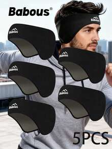 5只装冬季毛绒耳罩，寒冷天气保暖耳罩，多功能运动保暖头带，男女通用耳罩，适合跑步、滑雪、户外活动、骑行等。 - 黑色 - 查看 9