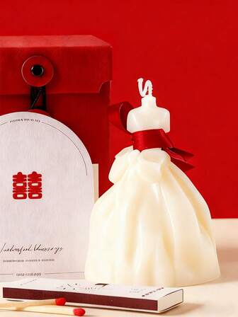 Wedding/Valentine's Day Ins Style Wedding Dress Scented Candle Favors, Bridesmaid Gifts, Wedding Ceremony Decorations, Suitable For Wedding, Favors, Party, Indoor, Living Room, Dining Room, Bedroom, Bathroom, Candlelight Dinner, Anniversary, Valentine's Day