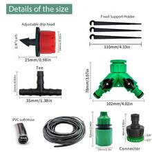 DIY微滴灌溉套件 - 适用于花园/阳台/盆栽植物的自动浇水系统，配有可调节滴头和通用接头，无需电源/电池，高效植物灌溉方案 - 彩色 - 查看 4