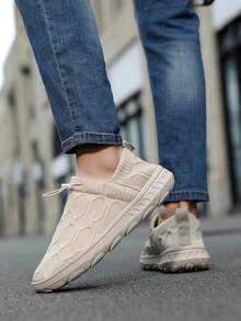 纯色运动工装风女式弹力带套脚运动鞋，宽松舒适，休闲百搭，适合短途出行、驾车、散步 - 卡其 - 查看 7